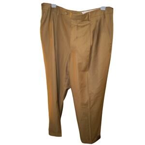 Guabello Trousers Men 40 100% Wool Super 150s Pleated Khaki